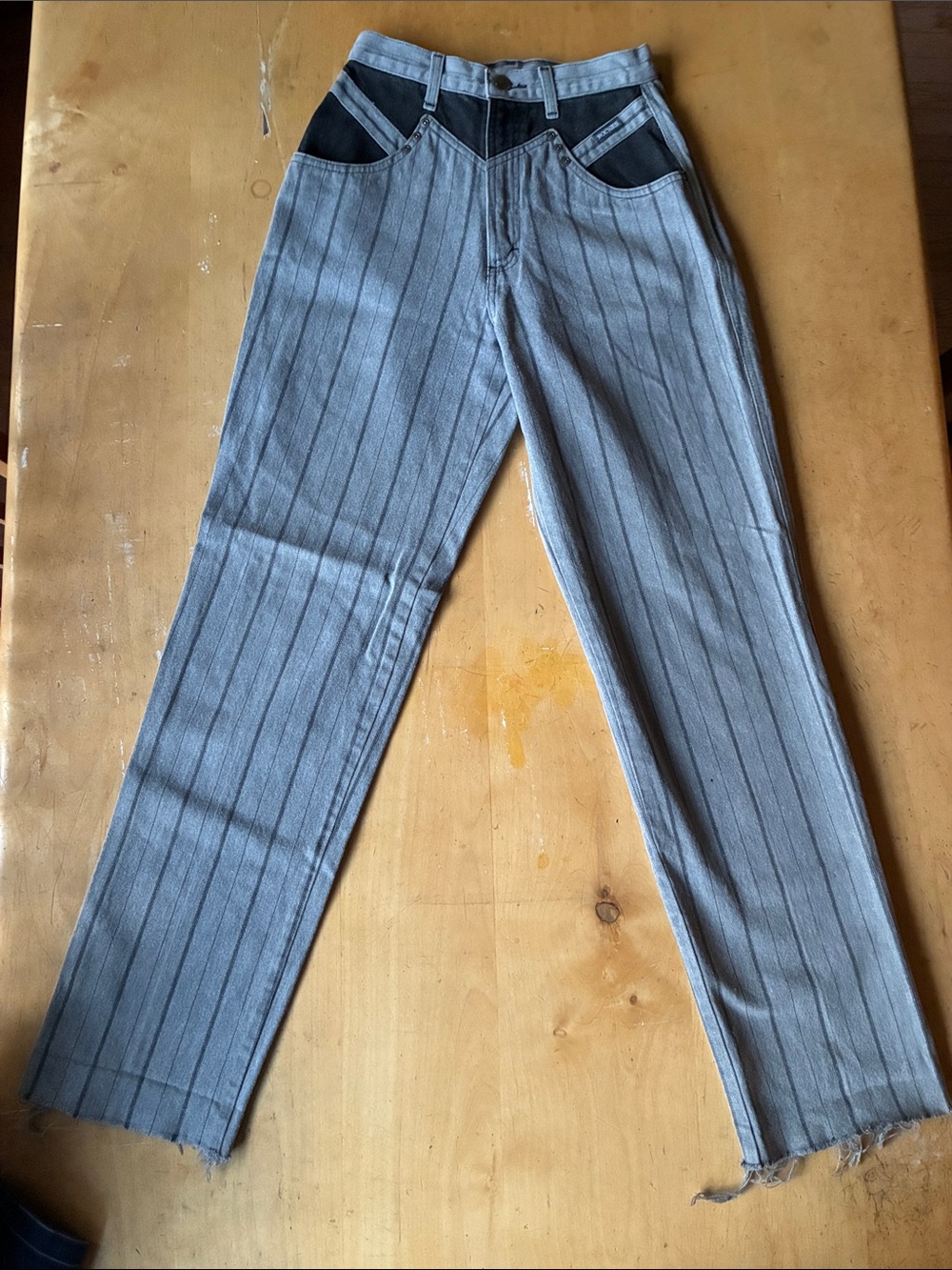 Rockies Gray Pinstripe Chinos with Black Pocket Accents
